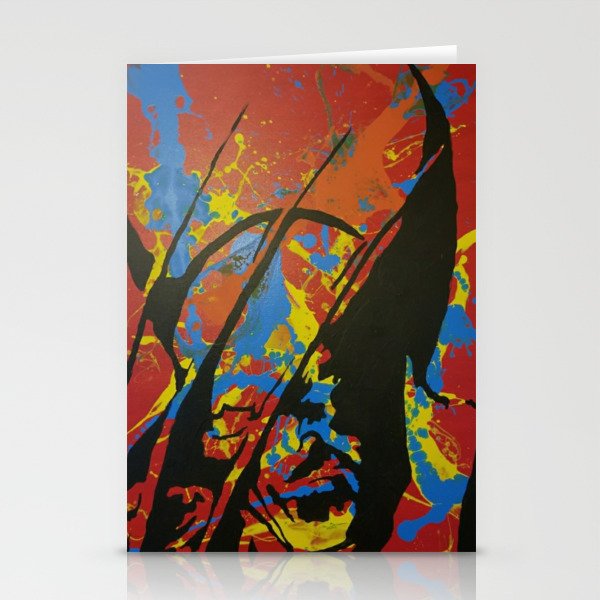 Abstract Comic Book Super Hero Painting Stationery Cards By