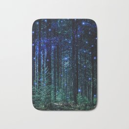 Magical Woodland Badematte | Trees, Woods, Home, Blue, Stars, Glow, Cool, Christmas, Decor, Glowing 