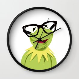 Hipster Kermit - the Optimistic Frog Wall Clock | Smile, Glasses, Alternative, Hipster, Jimhenson, Graphicdesign, Frog, Kermit, Green, Movie 