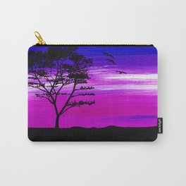 Black tree with birds silhouette Carry-All Pouch | Digital, Birds, Graphicdesign, Tree, Lanscape, Sunset 