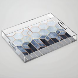 Soft Blue Hexagons Acrylic Tray