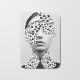 Woman Butterfly Badematte | Black and White, Surrealism, Nature, Digitalmanipulation, Illustration, Fashion, Figure, Portrait, Digital, Curated 