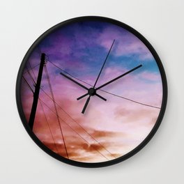 Hello Euphoria Wall Clock | Color, Photo, Sunset, Digital, Cottoncandy, Coloredsmoke, Coloredsky, Clouds 