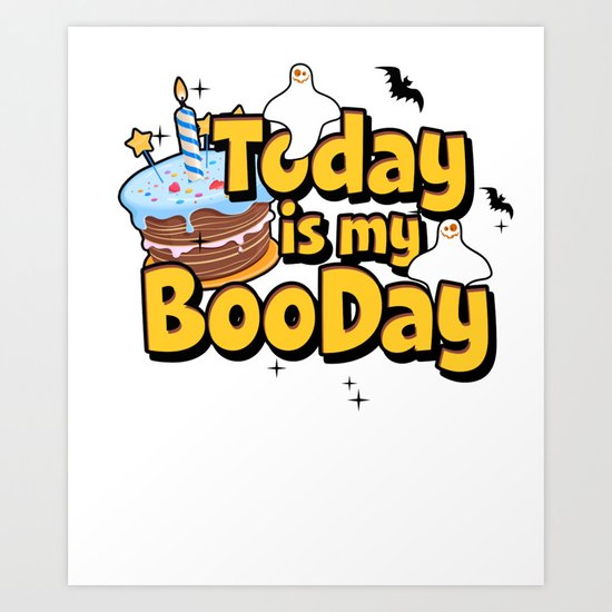 Boo Day Halloween Happy Birthday Cake Ghost Light Art Print By