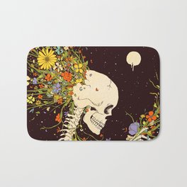 I Thought of the Life that Could Have Been Badematte | Drawing, Digital, Skull, Skeleton, Curated, Nature, Space, Flowers, Graphite, Existence 