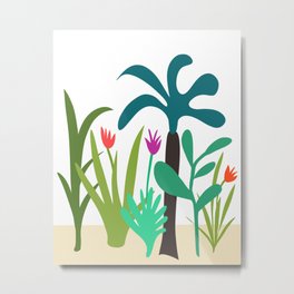Lush Tropical Garden // Hand-drawn Modern Organic Illustration Metal Print | Gardenillustration, Drawing, Lushgarden, Moderngarden, Bloomingsucculent, Botanicalgarden, Lushgreenery, Greengarden, Digital, Tropicalgarden 