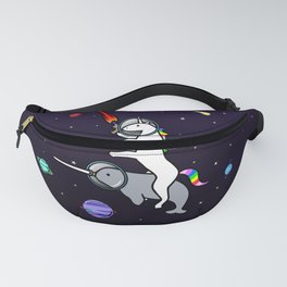 Unicorn Riding Narwhal In Space Fanny Pack