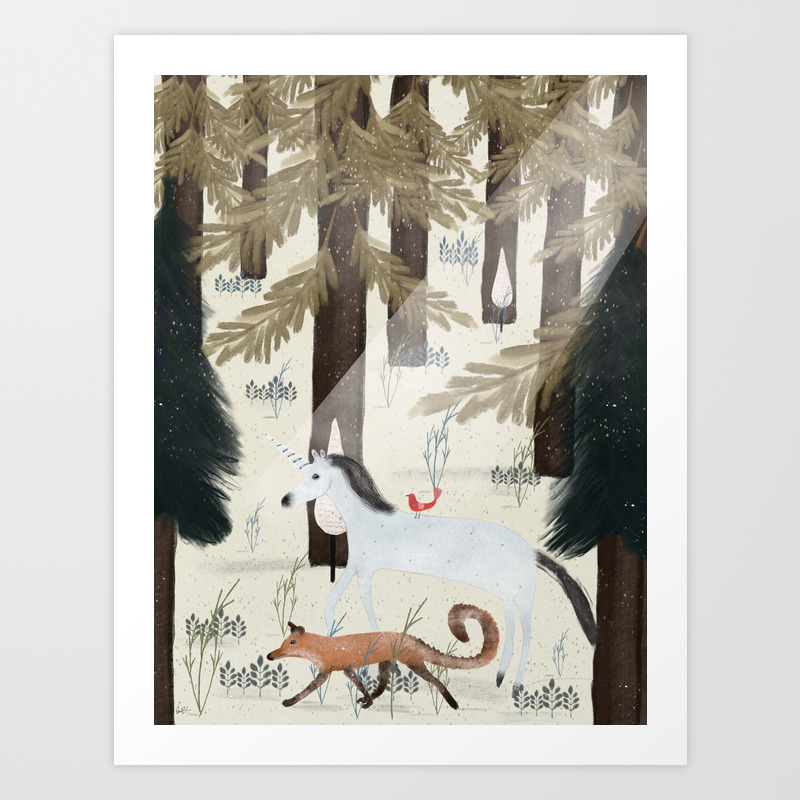 The Fox And Unicorn Art Print By Bribuckley Society6
