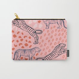 Tiger Print Carry-All Pouch | Summer, Cheetah, Vibrant, Leaves, Orange, Pink, Tiger, Leopard, Tigerprint, Curated 