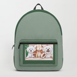 Two Bichons and A Friend Backpack | Doggos, Rescuedogs, Painting, Bichonfrise, Bichon, Watercolor, Animal, Tripawds, Cute, Doggies 