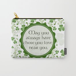 Irish Blessing Shamrock Background Carry-All Pouch | Flower, Clover, Shamrocks, Mayyou, Graphicdesign, Love, Near, Frame, Irishblessing, Saint 
