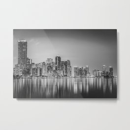 "Miami Downtown" Black And White Fine Art Photography Print Of The Miami Skyline Metal Print | Photo, Cityscape, Architecture, B W, Downtown, Illuminated, Skyline, Illuminations, Atlanticocean, Usa 