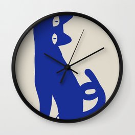 Color blue cat minimal Wall Clock