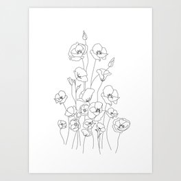 Poppy Flowers Line Art Kunstdrucke