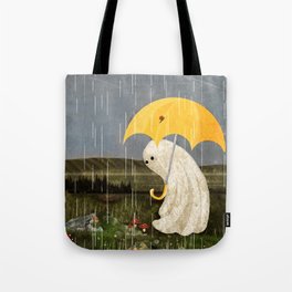 Making Friends Tote Bag | Nature, Rain, Snails, Moss, Umbrella, Creepy, Painting, Spooky, Weather, Ghost 