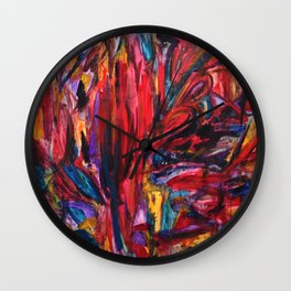 Red Dragon Wall Clock | Painterly, Abstract, Painting, Red, Expressiveart, Colorful, Acrylic, Pattern 