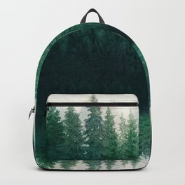 Reflection Backpack | Art, Forest, Watercolor, Nature, Wood, Pine Trees, Sky, Digital, Painting, Landscape 