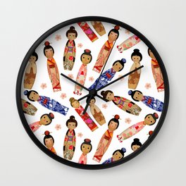 KOKESHI DOLL WHITE Wall Clock | Dolls, Wooden, Folkart, Japan, Kokeshi, Graphicdesign, Girlsday 