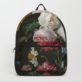 Jan Davidsz de Heem - Still Life with Flowers in a Glass Vase Backpack | Copper, Illustration, Wheat, Painting, Frame, Oilpainting, Butterfly, Snail, Bouquet, Flower 