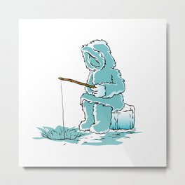 Eskimo fishing for fish Metal Print | Background, Cartoon, Fisherman, Cartooneskimo, Fisher, Drawing, Cute, Blue, Alaska, Eskimo 