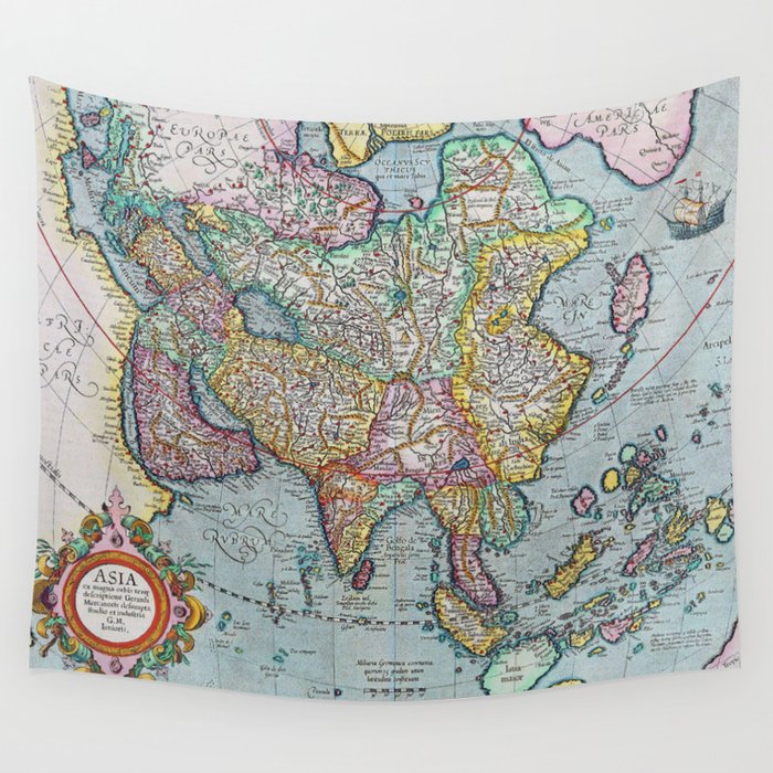Vintage map of Asia Wall Tapestry by Map Shop  Society6