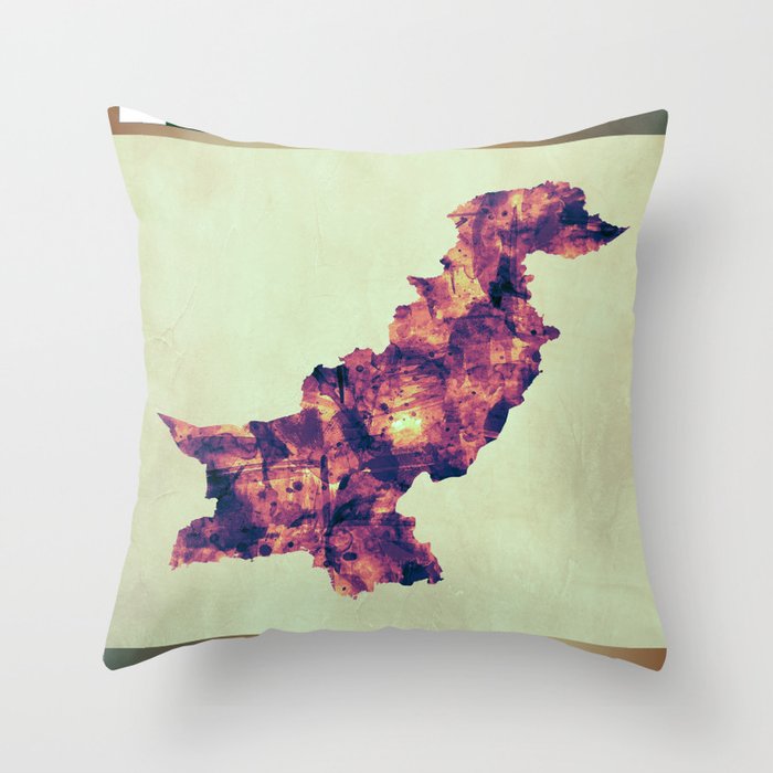 Pakistan Map with Flag Throw Pillow by NextWay Art Society6