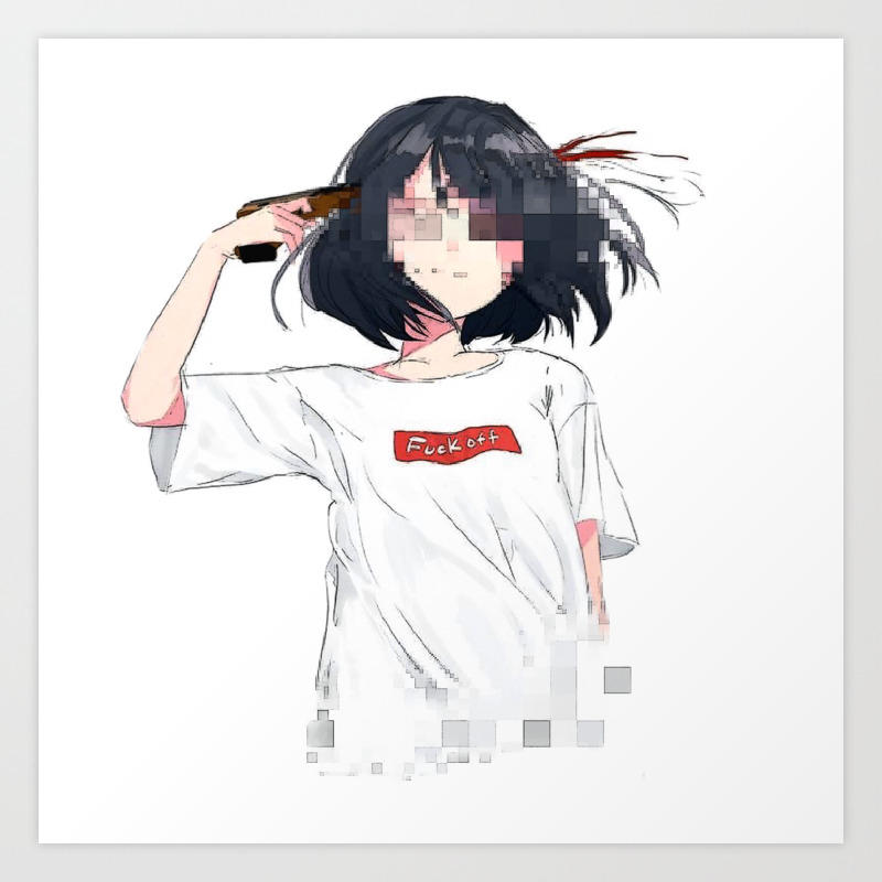 Sad Anime Aesthetic Fuck Off Art Print By Andrey22007 Society6