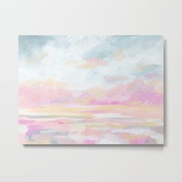 So Alive - Bright Ocean Seascape Metal Print | Marine, Beach, Sky, Tropical, Sunset, Nautical, Nature, Painting, Clouds, Surfer 