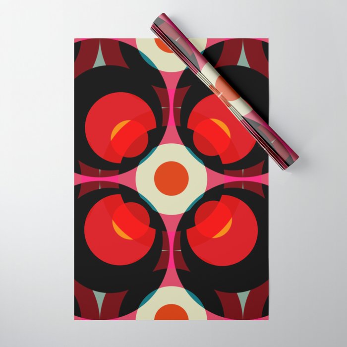 Red Colored Shapes Classic Abstract Minimal Retro 70s Style