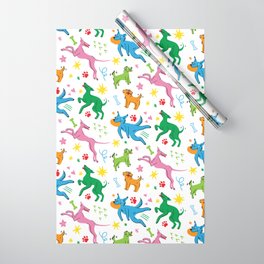 Colorful Retro Dogs Wrapping Paper