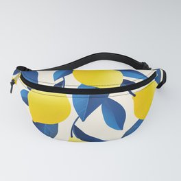 Yellow Limons and Blue Leaves Fanny Pack