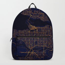 Vancouver, Canada Map - City At Night Backpack