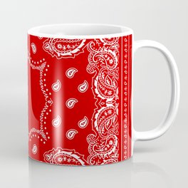 Bandana in Red & White Coffee Mug | Redbandana, Southwestern, Modern, Red, Midwest, Cowboy, Graphicdesign, Kerchief, Festival, Boho 