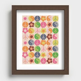 Flower power Recessed Framed Print | Gigi Rosado, Symbols, Ying Yang, Flower, Peace, Green, Signs, Pink, Drawing, Hippie 