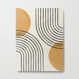 Sun Arch Double - Gold Metal Print | Aesthetic, Trendy, Abstract, Black, Retro, Rainbow, Graphicdesign, Arch, Modern, Industrial 