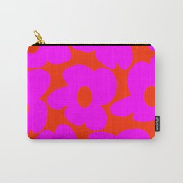 Pink Retro Flowers Orange Red Background #decor #society6 #buyart Carry-All Pouch | Pop Art, Retro, Petal, Photo, Summer, Watercolor, Pink, Symbol, Pattern, Illustration 