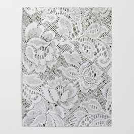 White Floral Lace Poster