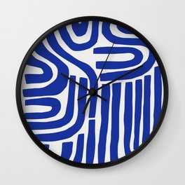 S and U Wall Clock | Curated, Blueart, Stripe, Boho, Bold, Graphicdesign, Pattern, Digital, Bluepattern, Acrylic 