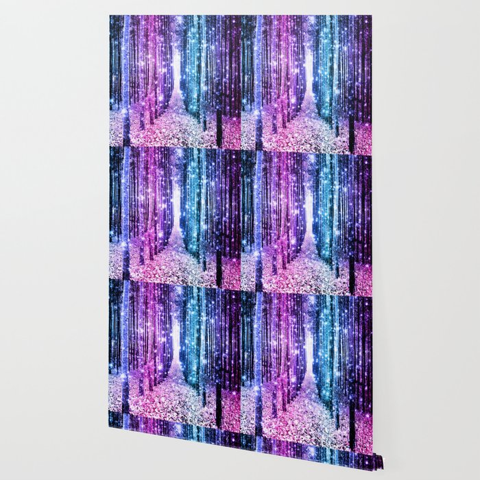Magical Forest Aqua Periwinkle Purple Pink Ombre Sparkle Wallpaper By Vintageby2sweet Society6