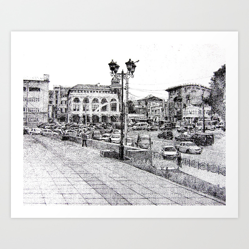 City Landscape Pointillism Art Print By Anna Zhdanova Society6