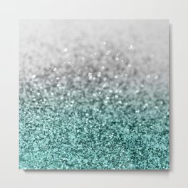 Silver Teal Ocean Glitter Glam #1 (Faux Glitter) #shiny #decor #art #society6 Metal Print | Trendy, Girlsroom, Abstract, Digital, Mermaid Glitter, Teal, Mermaid Style, Silver, Bokeh Glam, For Girls 