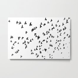 Happy Birds Metal Print | Flock, Monochrome, Vector, Scandinavian, Flight, Sky, Pattern, Fly, Blackandwhite, Nature 