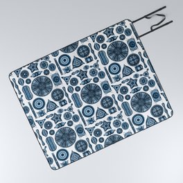 Ernst Haeckel Diatomea Diatoms in Navy Blue Picnic Blanket