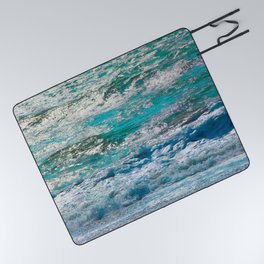 blue ocean wave texture abstract background Picnic Blanket