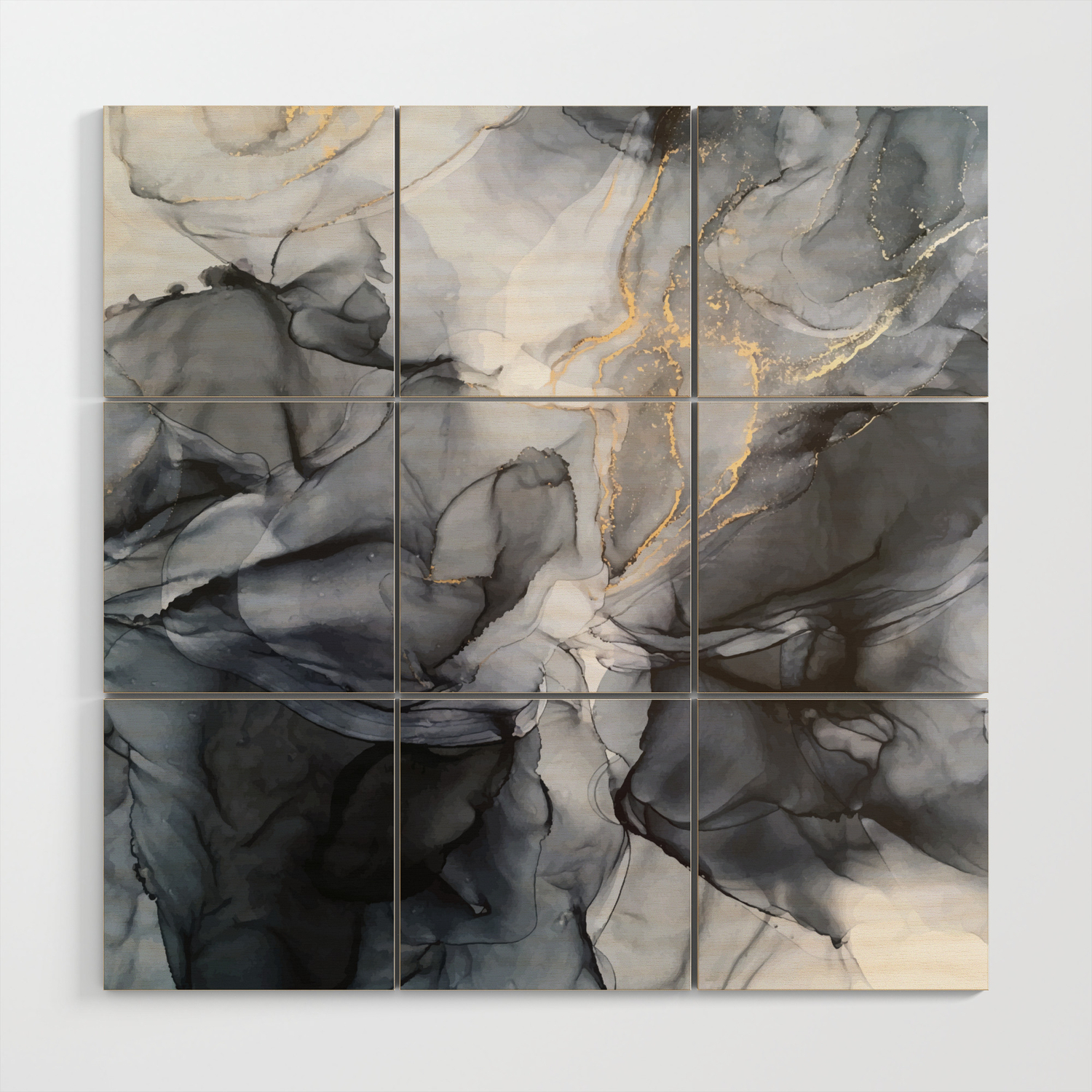 Calm But Dramatic Light Monochromatic Black Grey Abstract Wood