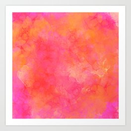 Watercolor Abstract Ink Art Pink Orange    Art Print
