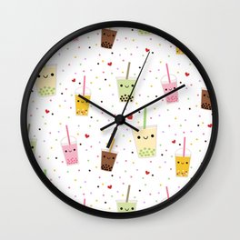 Colorful Happy Bubble Tea Wall Clock | Tea, Coffee, Bubble Tea, Bobatea, Drink, Cappucino, Cool, Boba, Balls, Cafe 