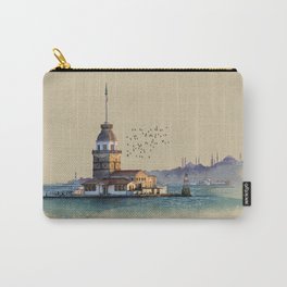 Istanbul Maiden Tower Carry-All Pouch | Landscape, Illustration, Painting, Architecture 