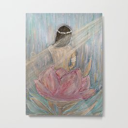 A woman is like a flower Metal Print | Light, Color, Awoman, Nude, Shine, Uniquenesses, Flourishes, Flower, Painting, Acryliccolors 