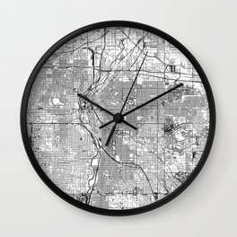 Denver White Map Wall Clock | Pattern, Simple, Graphic, Architecture, Minimalism, Colorado, Modern, Drawing, Design, Map 